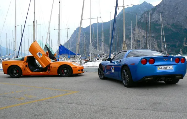 Picture corvette, chevrolet, blue, orange