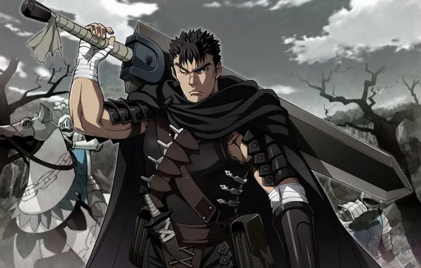 Sword, armor, anime, man, ken, blade, Berserk, manga