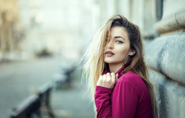 Street, portrait, blonde, Bianca, beauty, bokeh, Catalin Popescu