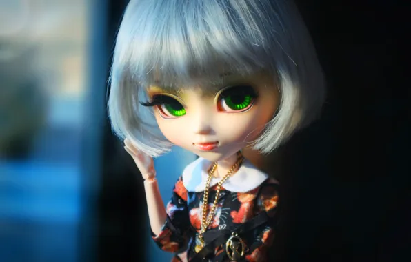 Picture eyes, face, doll, large, bangs
