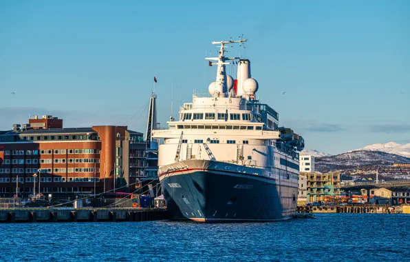 Ship, pier, Norway, Tromso