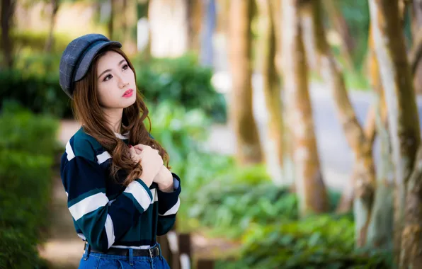 Girl, Asian, cutie, bokeh