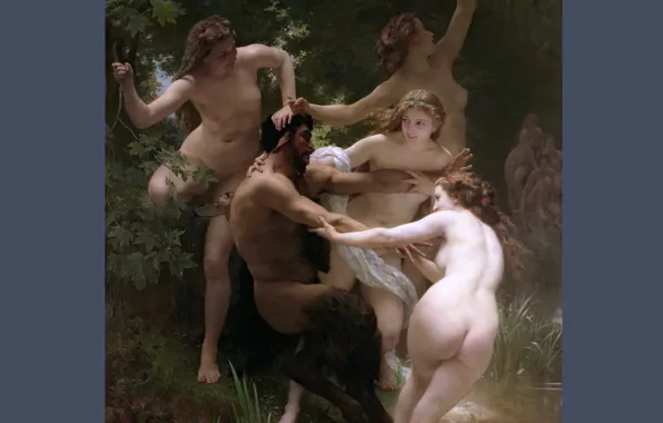 Picture Girls, Picture, Naked, Satyr, William-Adolphe Bouguereau, William-Adolphe Bouguereau, French painter, Nymphs and Satyrs