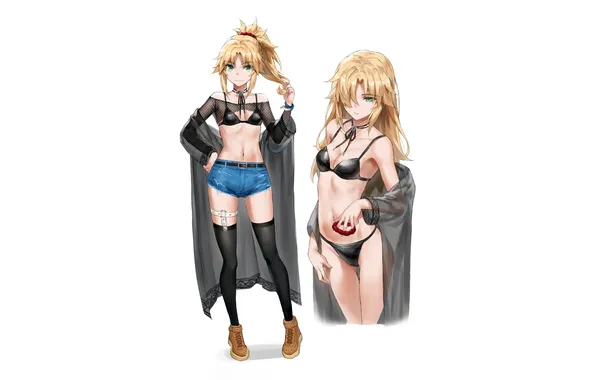 Girl, sexy, lingerie, pantsu, bra, cleavage, shorts, blouse