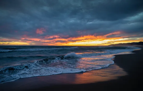 Picture sea, sunset, coast