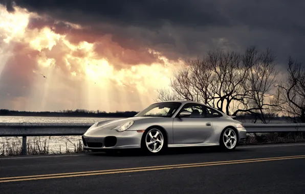 Picture car, clouds, Porsche, porsche 911 carrera