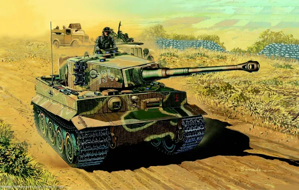 Picture tiger, war, figure, tank, Tiger, heavy, tanker, German