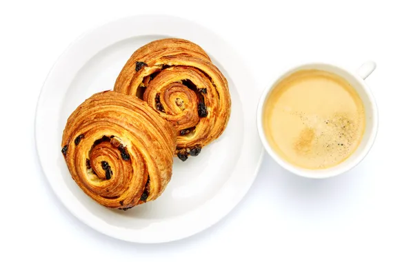 Foam, coffee, plate, Cup, white background, drink, cappuccino, roll