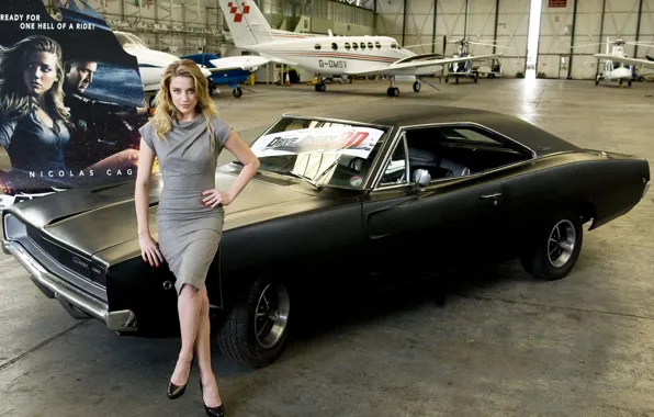 Picture girl, Girls, helicopters, actress, aircraft, Amber Heard, Amber Heard, black car