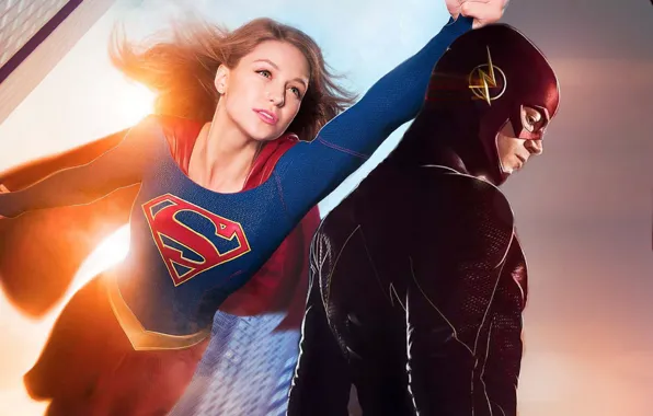 Crossover, supergirl, Flash, Barry Allen, Melissa Benoist, Grunt Gustin, Kara Denver