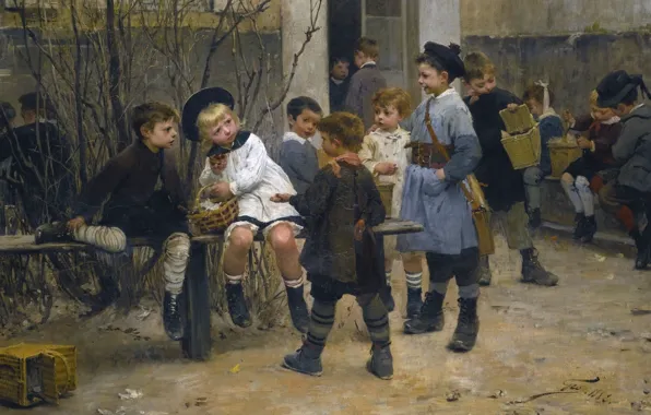 1882, French painter, Henry Jules Jean Geoffroy, Time for the taste, Henri Jules Jean Geoffroy, …