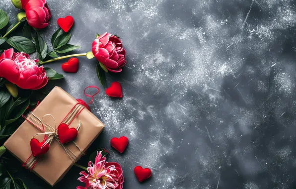 Picture love, flowers, gift, romance, love, happy, Valentine's day, heart