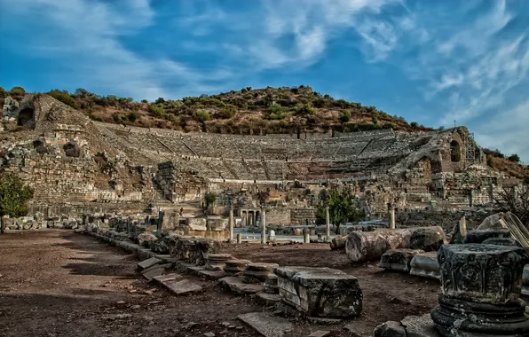 Picture the ruins, ruins, Turkey, amphitheatre, Ephesus