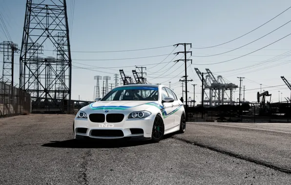 Picture white, light, bmw, BMW, white, front view, f10, day