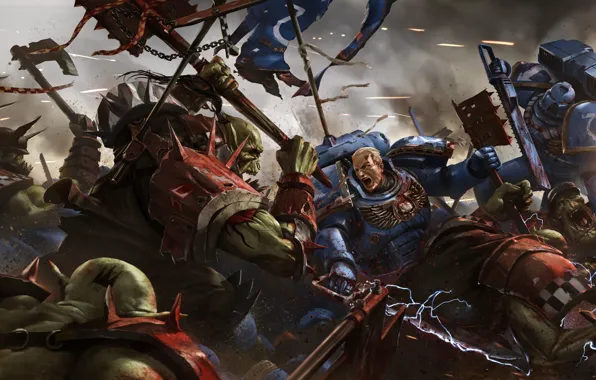 Picture Warhammer, orcs, space marine, Marines, Warhammer 40K, WH40K, Eternal Crusade