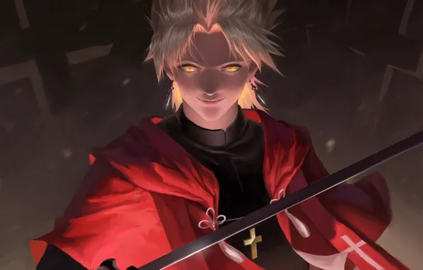 Look, sword, guy, the priest, Fate - Apocrypha, Fate Apocrypha, The Kotomine Shirou, Kotomine Shirou