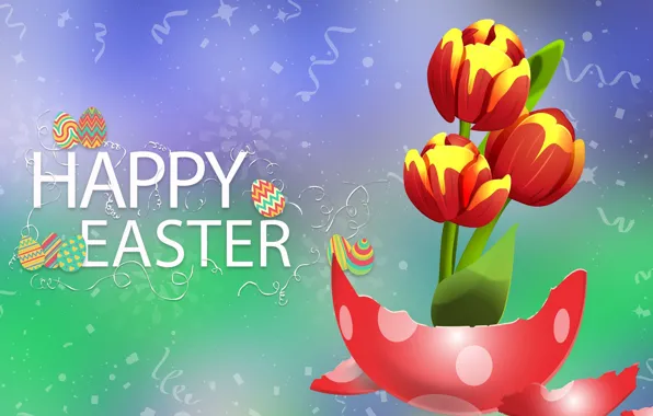Graphics, Tulipany, Flowers, Easter, Easter egg