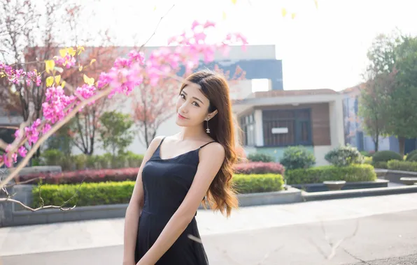 Summer, look, girl, the city, pose, smile, street, model