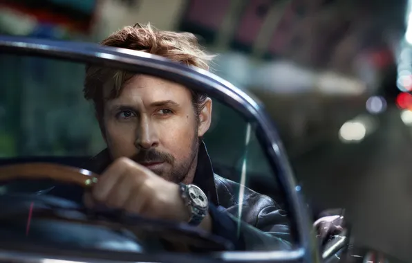 Look, pose, watch, actor, driving, TAG HEUER, in the car, Ryan Gosling