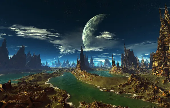 Space, science fiction, alien worlds