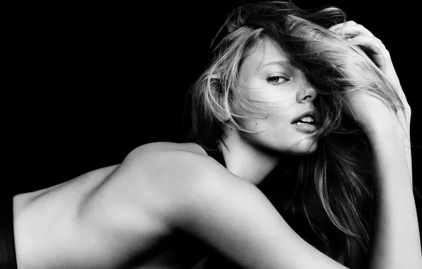 Picture girl, model, black and white, blonde, Marloes Horst, Marlo Horst