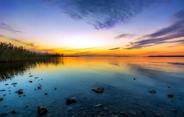 Landscape, sunset, lake