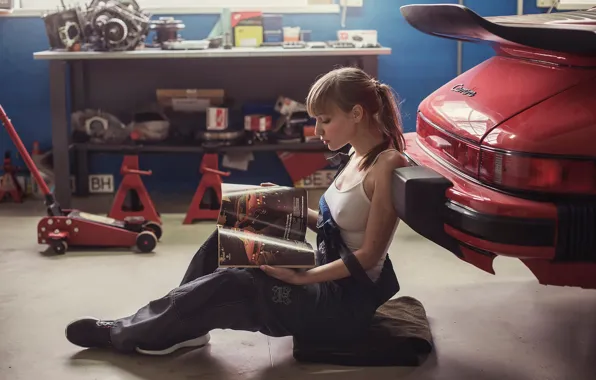 Machine, girl, garage, journal, Porshe, STO, David Dubnitskiy