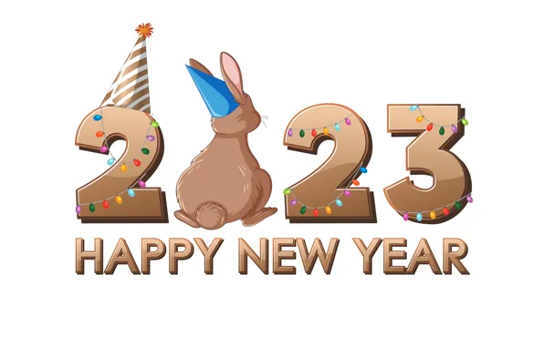 Picture the inscription, hare, rabbit, Christmas, figures, white background, New year, garland