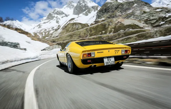 Color, Auto, Road, Mountains, Yellow, Lamborghini, Rocks, Machine