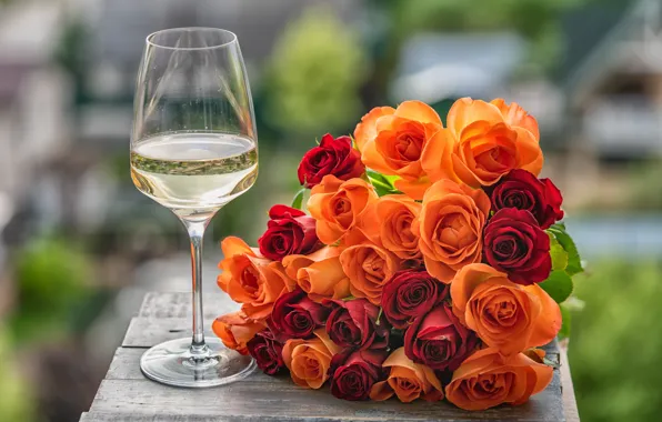 Flowers, glass, roses, Larisa Voyageur