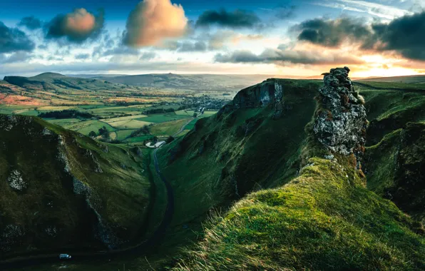 Wallpaper road, landscape, nature, England, Winnats Pass, Hope Valley