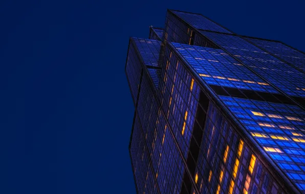 Night, the city, house, the building, Windows, skyscraper, Chicago, USA