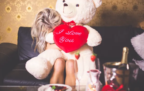 Picture gift, heart, bear, blonde