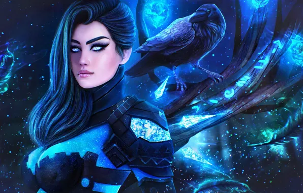 Chest, look, girl, magic, hair, art, hairstyle, Raven