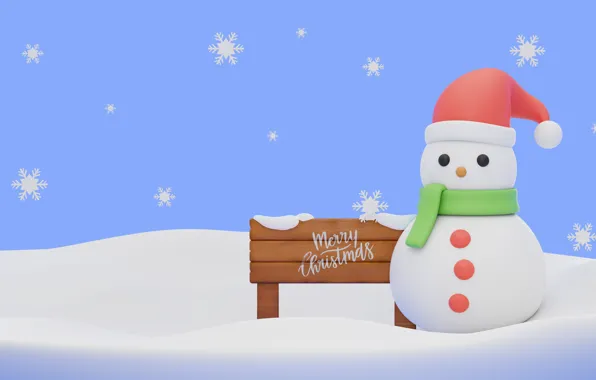 Winter, snow, rendering, Christmas, the snow, New year, snowman, North pole