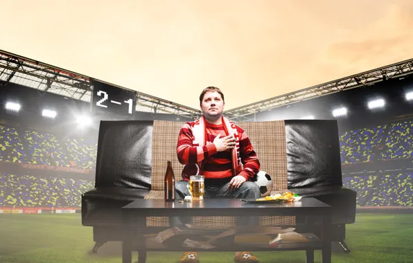 Glass, table, background, sofa, football, sport, the game, the ball