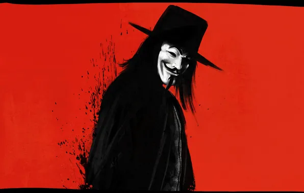 Picture Red, Minimalism, Background, Mask, Revenge, Art, Art, Anonymous