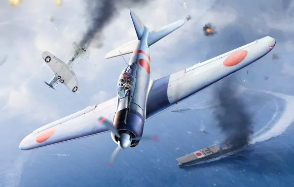 Japan, Fighter, A6M Zero, Deck-based aircraft, Combat aviation