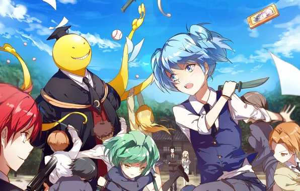 Children, weapons, anime, Ansatsu Kyoushitsu, Assassination Classroom, the class assassins, Koro Sensei
