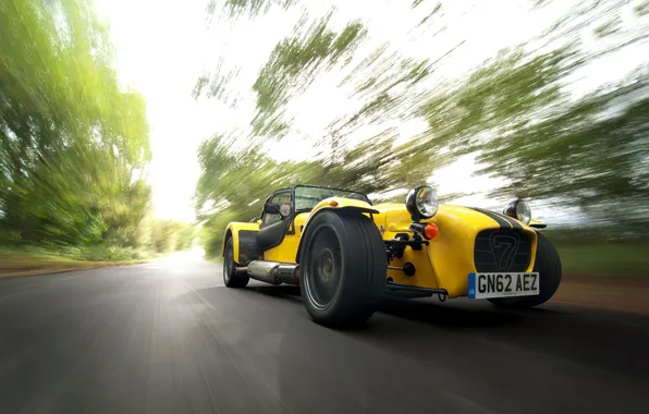 Yellow, Machine, Speed, Caterham, Supersport R, In Motion