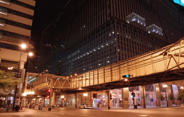 Night, the city, street, skyscrapers, Chicago, Chicago