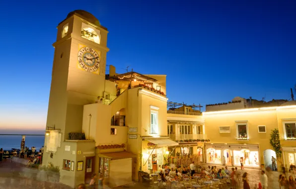 Lights, watch, tower, Italy, Capri