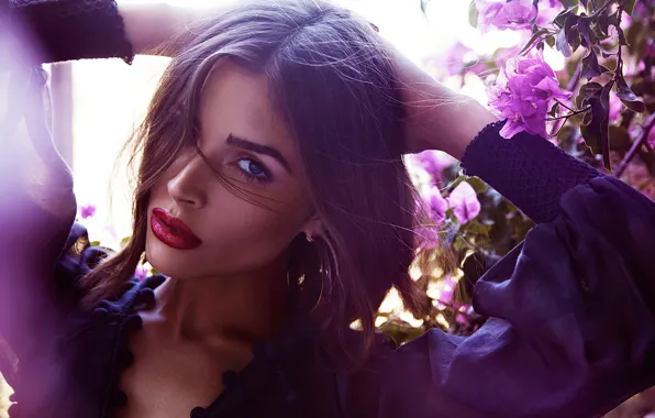 Picture look, girl, flowers, pose, model, makeup, beauty, Olivia Culpo