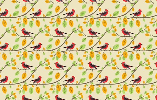 Branches, pattern, birds