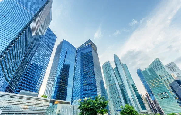 River, skyline, sky, sea, singapore, scene, reflection, riverside