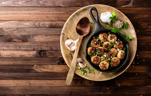 Picture spices, garlic, meatballs