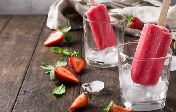 Picture strawberry, ice cream, dessert, Iryna Melnyk
