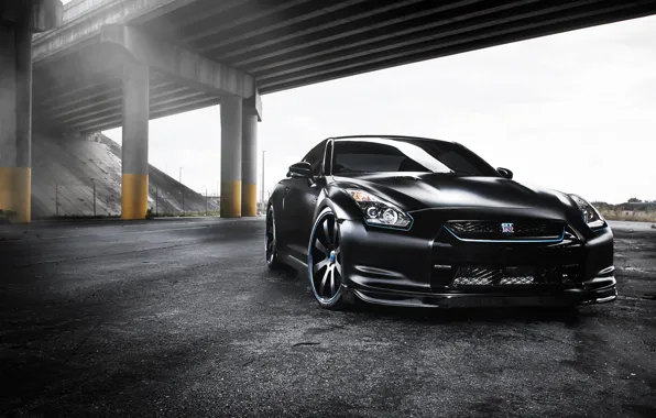 Picture black, tuning, overpass, GTR, supercar, Nissan, Nissan, tuning