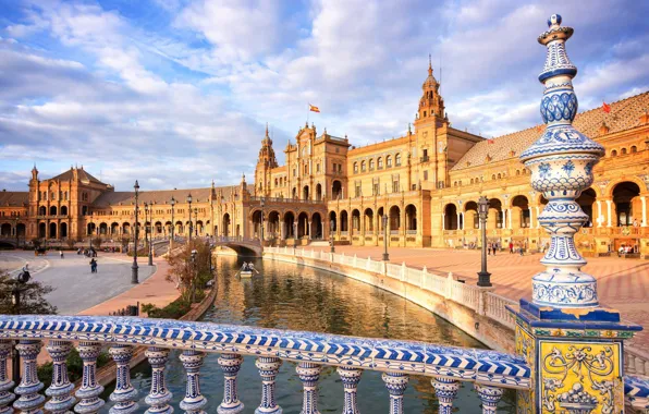 Bridge, Spain, Palace, Seville, Sevilla, Plaza de Espana