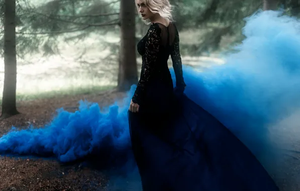 Girl, smoke, dress, Tatiana Mercalova